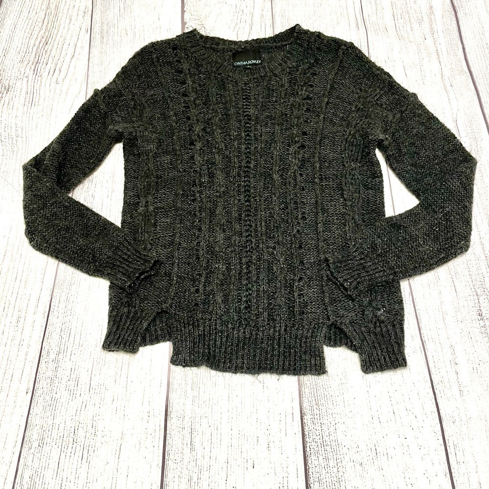 CYNTHIA ROWLEY Women’s Wool Blend Charcoal Grey Sweater Size Small